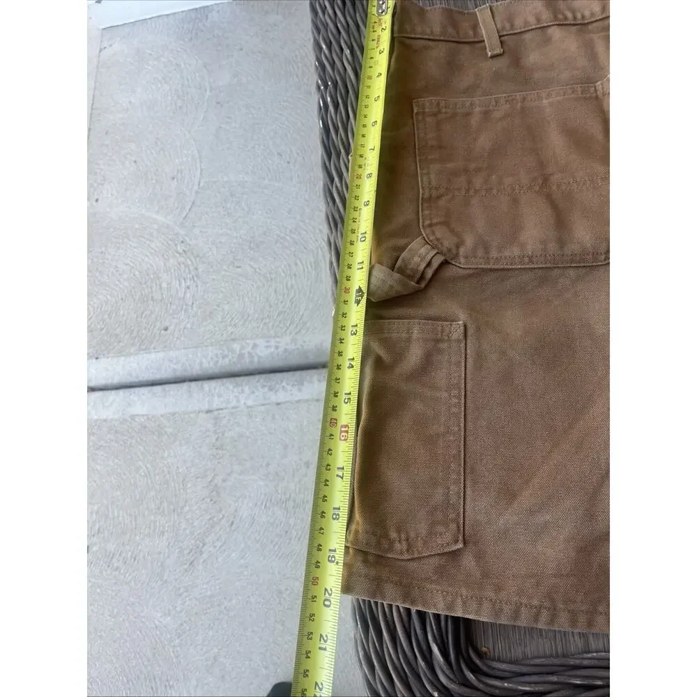 VTG Carhartt B25 Tan Canvas Carpenter Shorts Sz34 Faded Work Skater Grunge USA